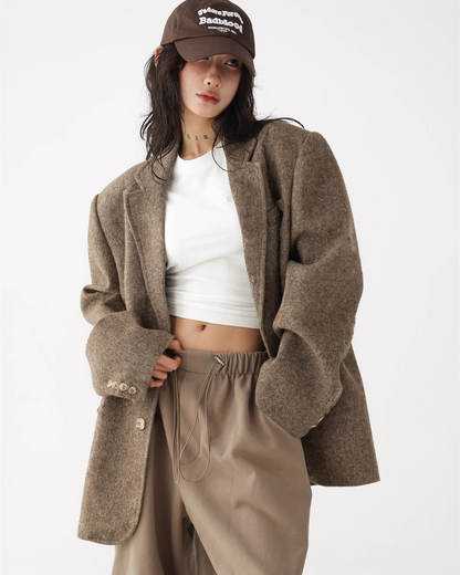 Retro Casual Gold Brown Blazer ACS0237