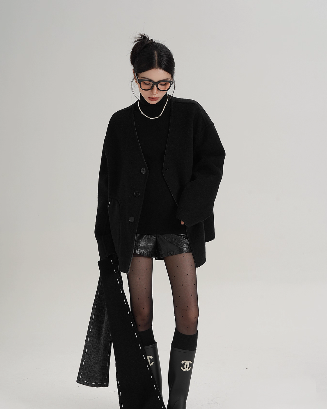 Scarf Mid-Length Wool Coat SRS0383