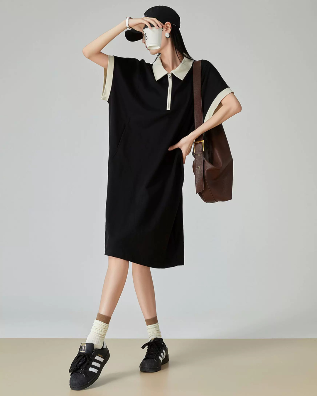 Bicolor Polo Mini Dress FER0122