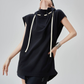 High-Neck Drawstring French Sleeve Top FER0222