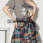 American Printed T-Shirt Check Skirt LLA0215