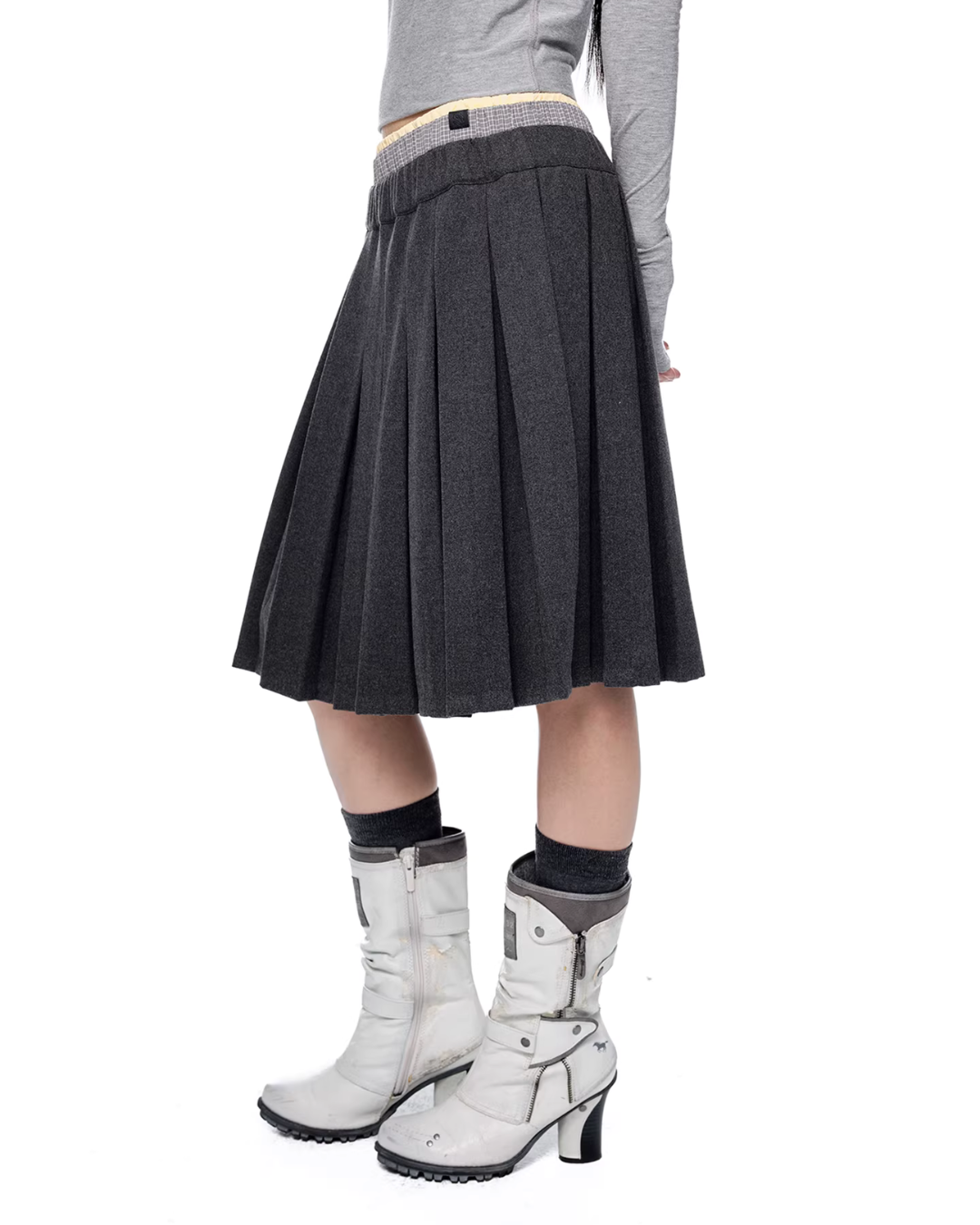 Plaid Patchwork Pleated Skirt EZK0095