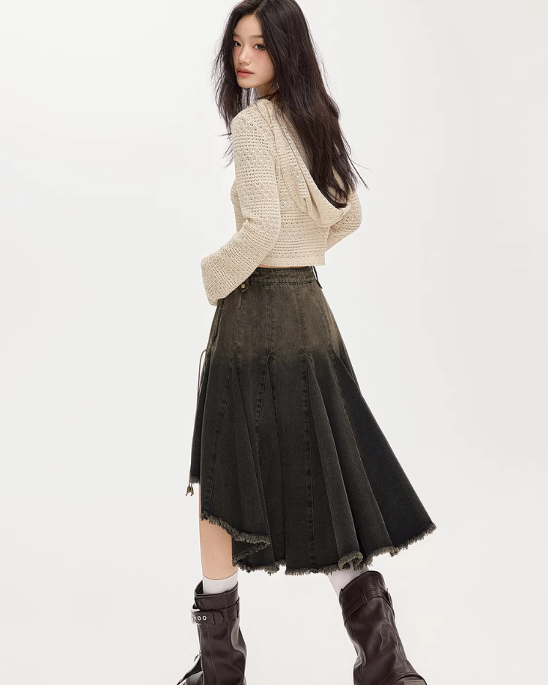 Vintage Asymmetrical Denim Skirt EPU0008