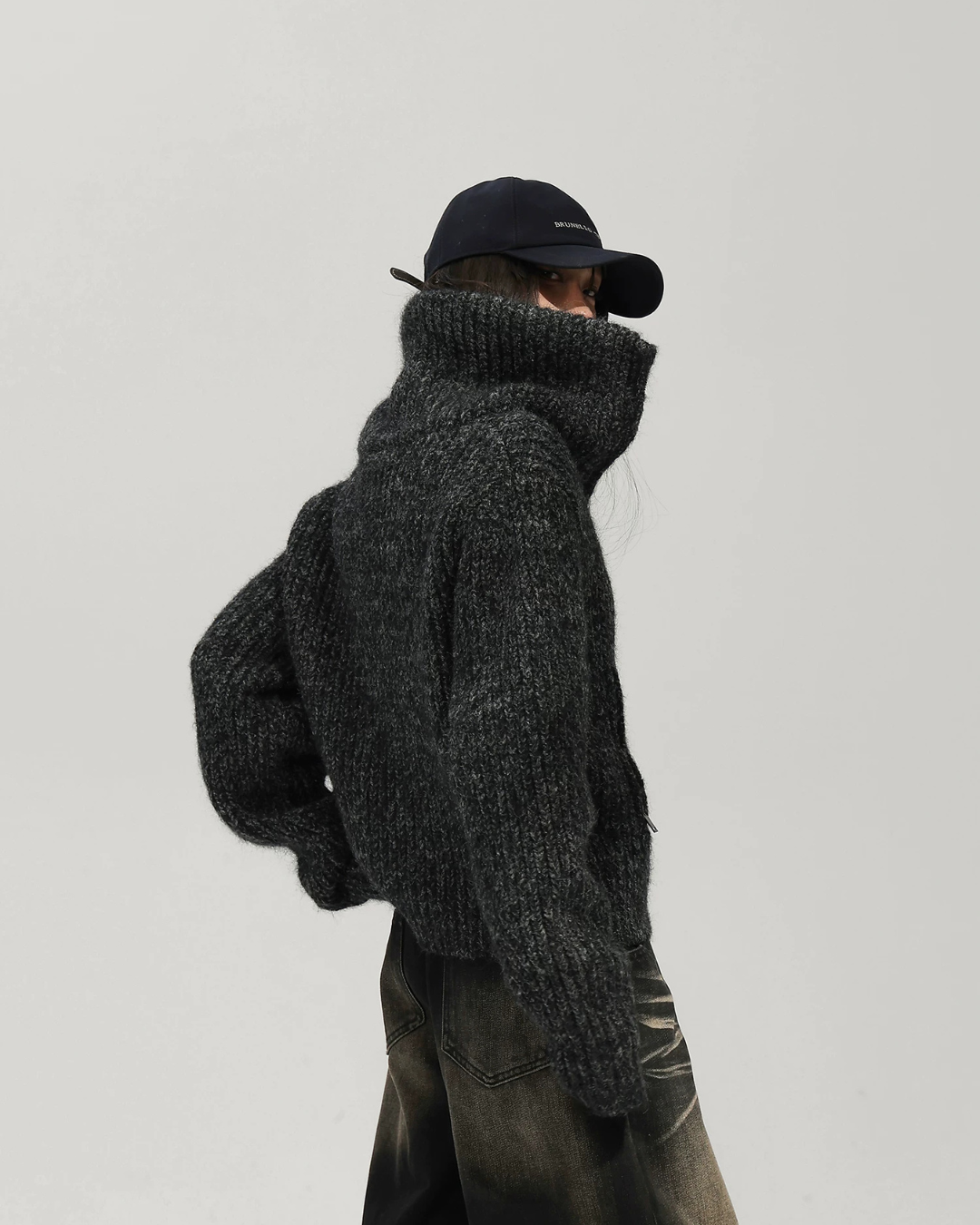Oversized Knit Zip-Up Jacket ACS0388