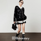 V-Neck Knit Cardigan / Leather Mini Skirt LLA0526