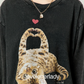 Vintage Printed Long-Sleeve T-Shirt / Leopard Skirt LLA0663