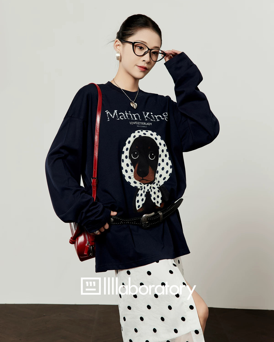 Casual Printed Long-Sleeve T-Shirt / A-line Mini Skirt LLA0664