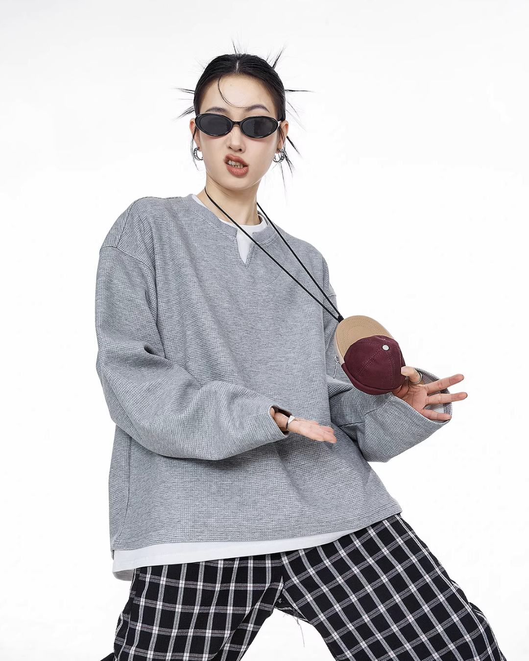 Henry Neck Long Sleeve Top ICM0078