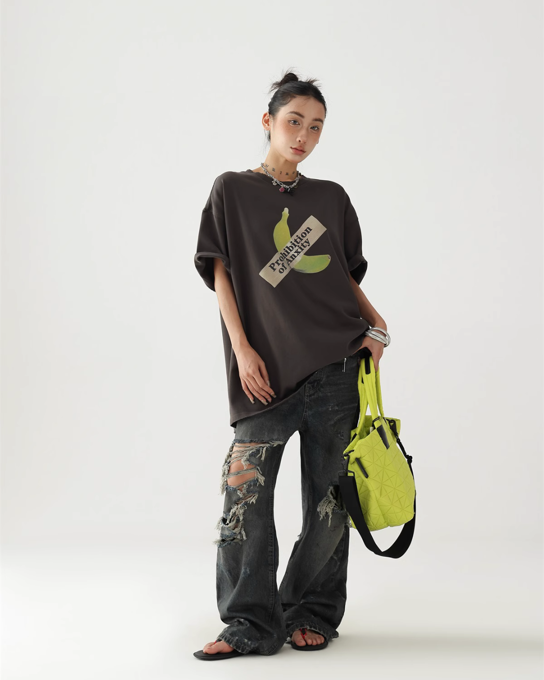 Banana Print Crew Neck T-Shirt ACS0253