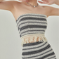 Striped Tube Top / Back Slit Long Skirt LLA0115