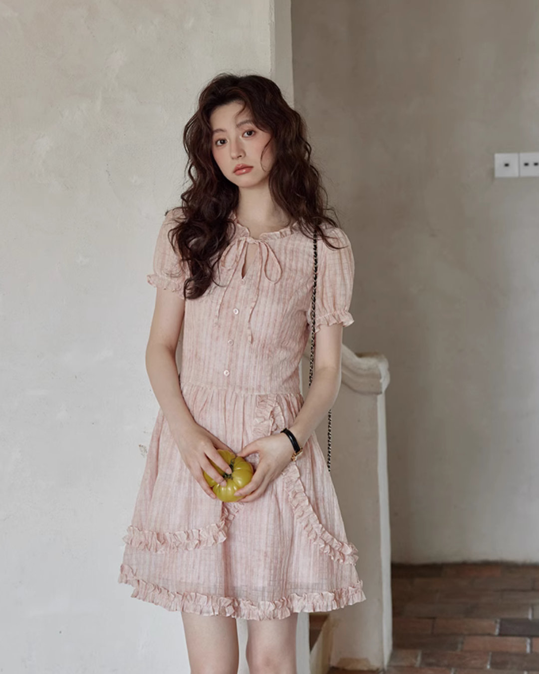 Pastel Pink Frill Dress SMS0010