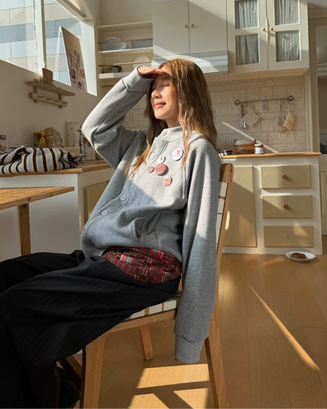 Waffle Badge Fleece-Lined Hoodie CYE0104