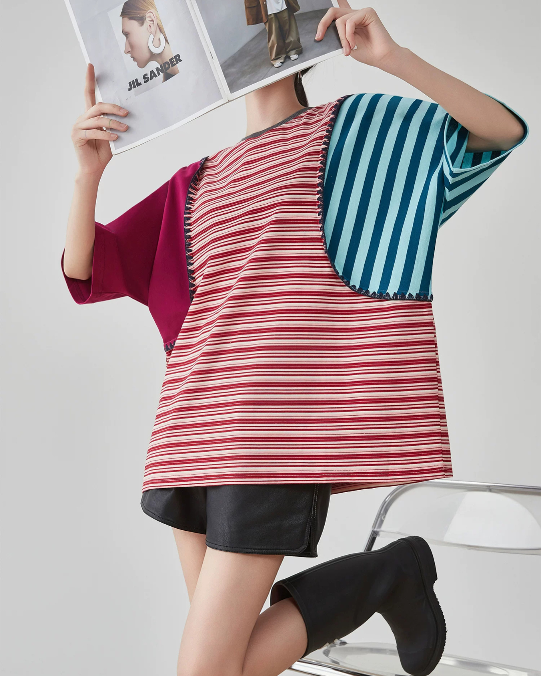 Patchwork-Style Oversized T-Shirt FER0246