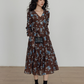 V-Neck Linen Print Elegant Dress VAS0151