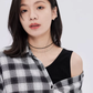 Off-Shoulder Plaid Shirt Dress SHN0049