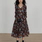 V-Neck Linen Print Elegant Dress VAS0151