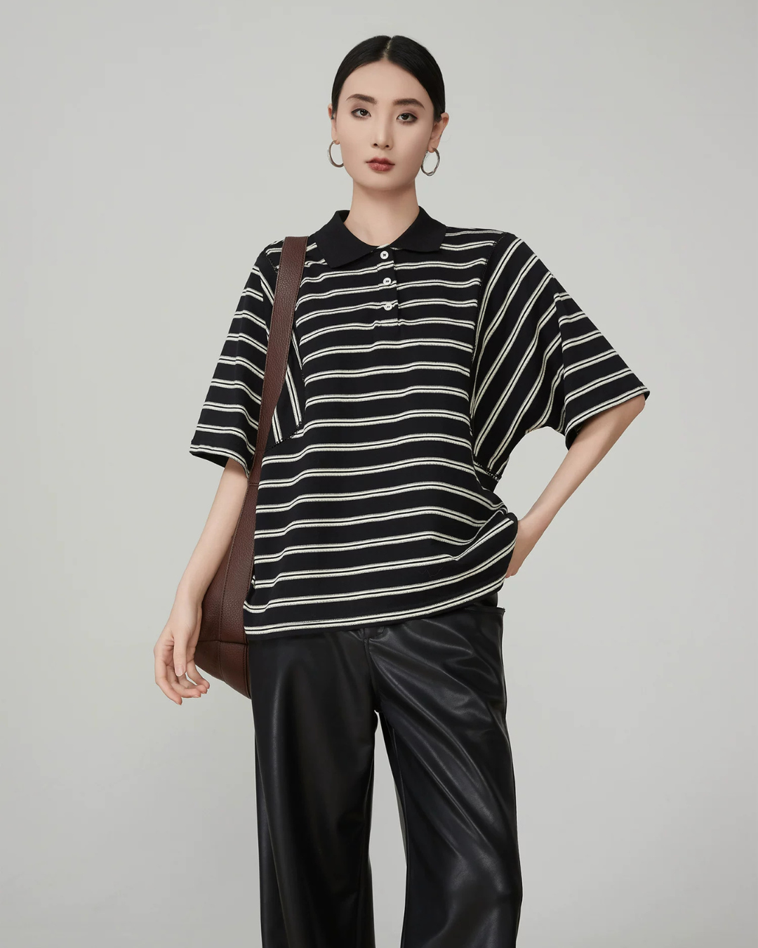 Striped Oversized Polo Shirt FER0244