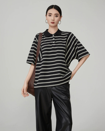 Striped Oversized Polo Shirt FER0244