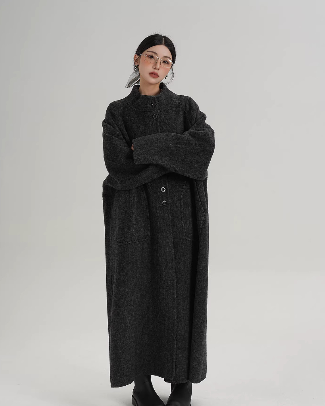 Mock Neck Long Coat SRS0407