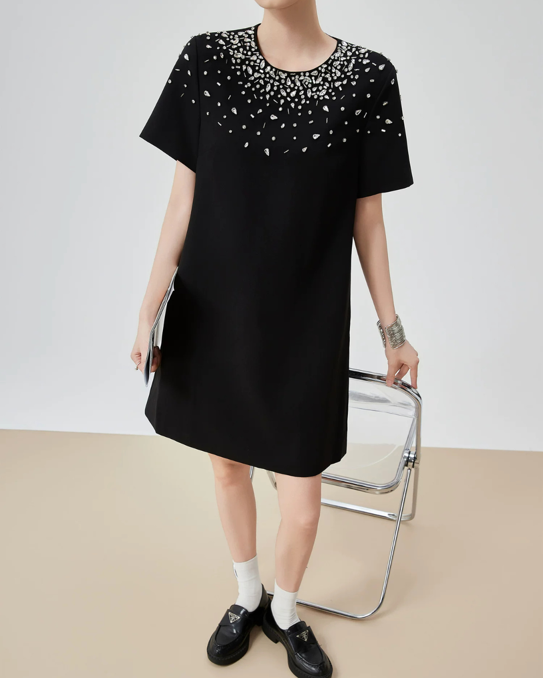 Bijou Neck Mini Dress FER0205