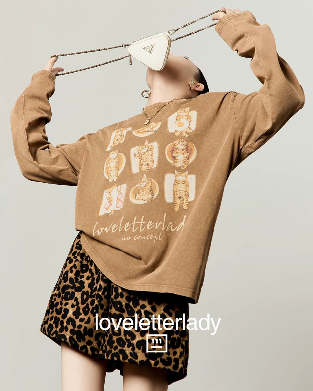 Cat Full Print T-Shirt / Leopard Casual Pants LLA0655