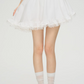 V-Neck Cream Lace Top / Asymmetrical Lace Skirt PUC0014