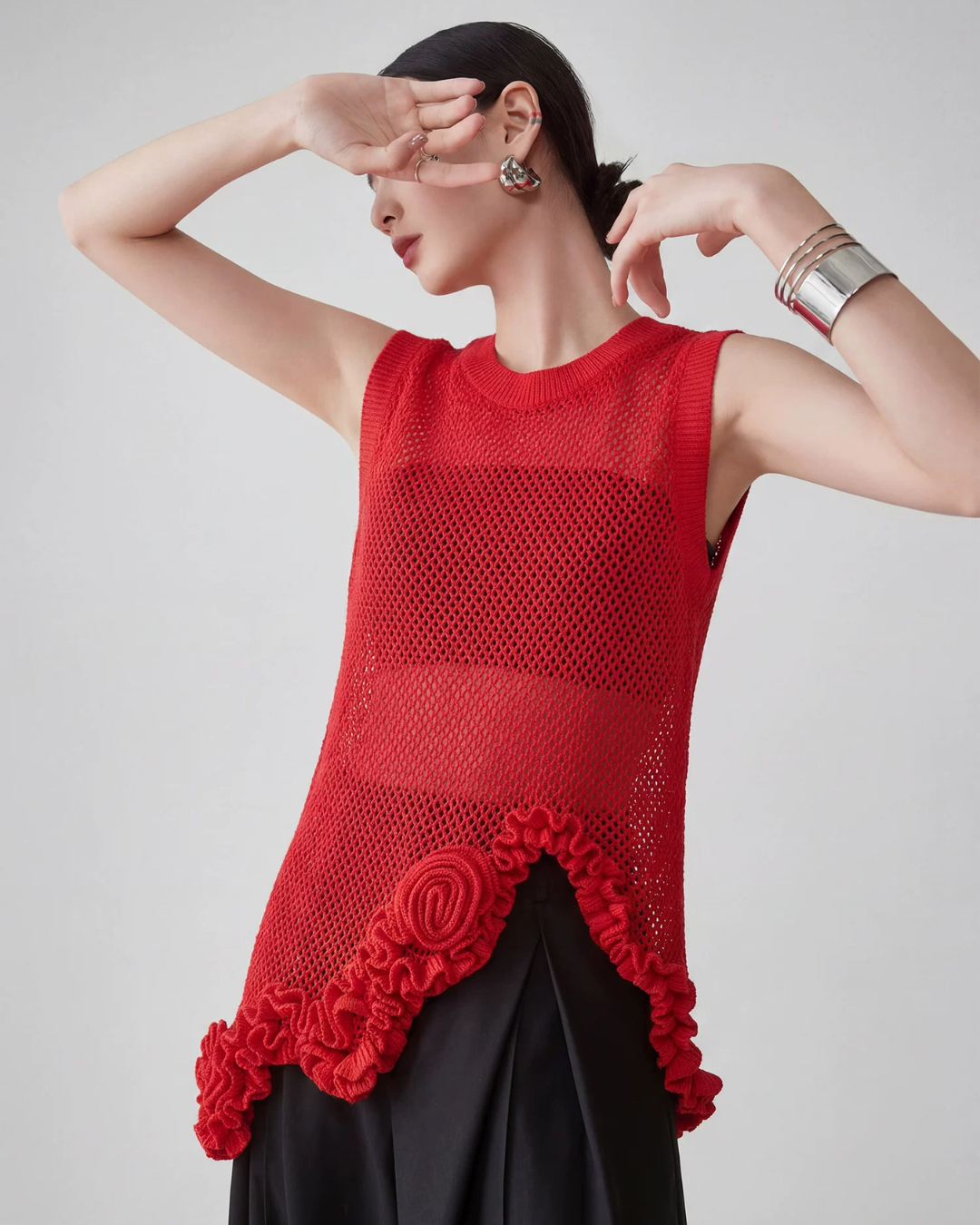 Corsage Lace Knit Vest FER0220