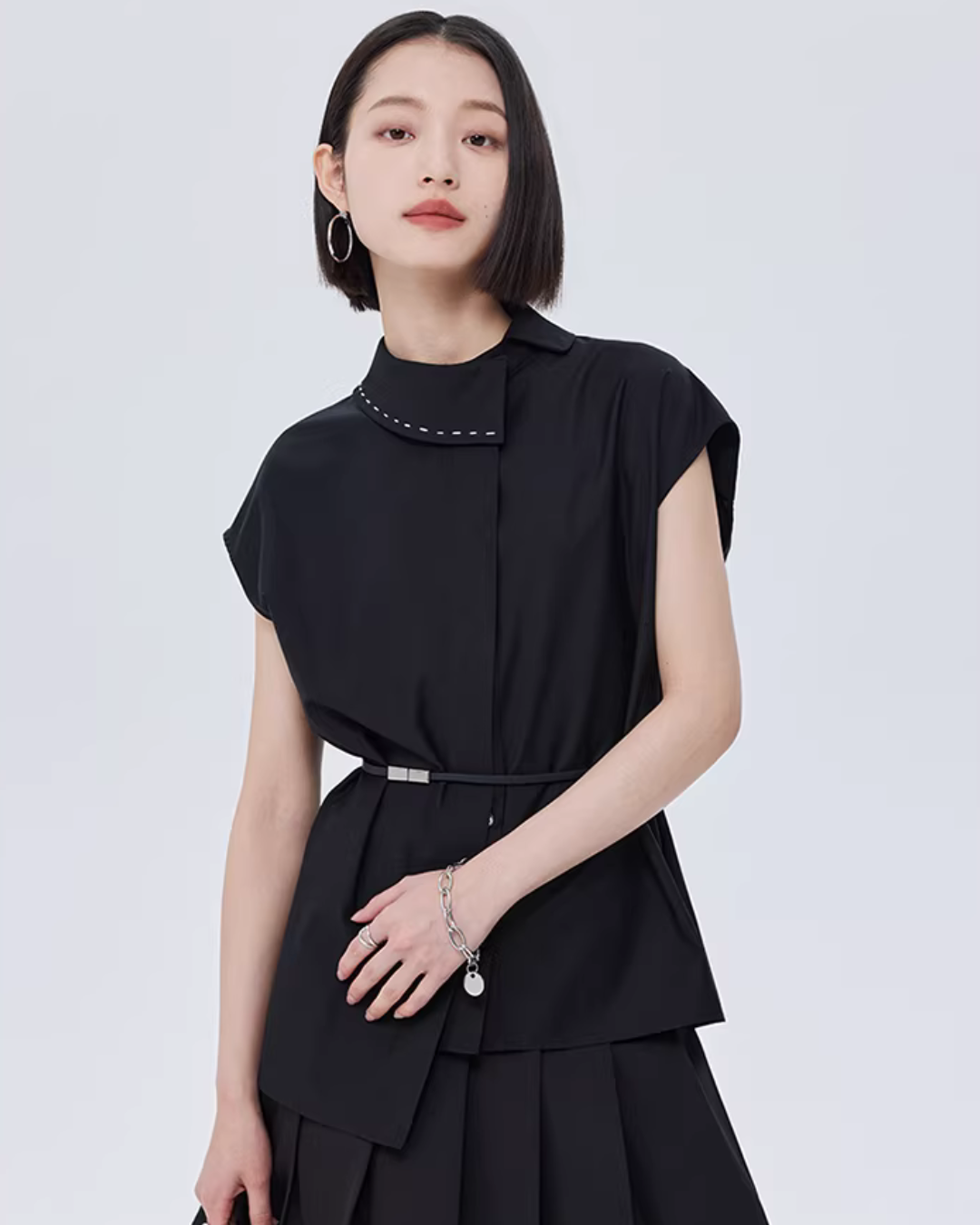 Asymmetry Short-Sleeve Shirt SHN0019