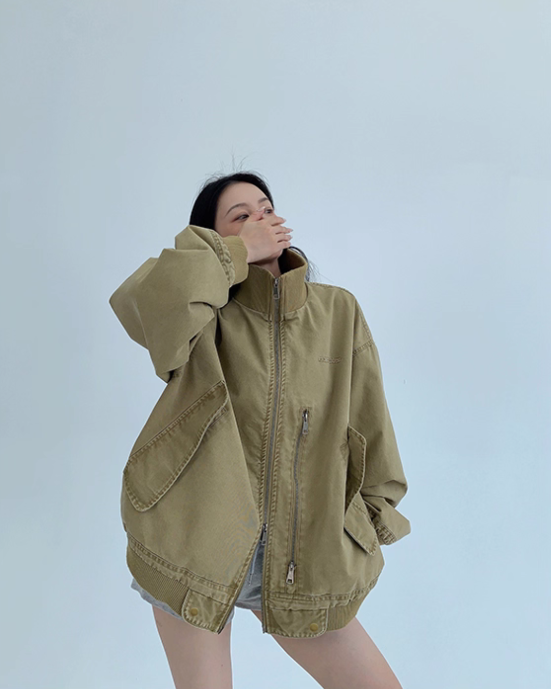 Double Zipper Stand Collar Jacket YLS0933