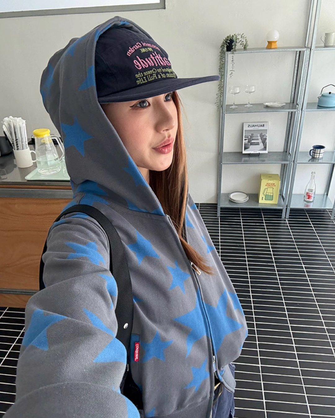 Star Print Zip Up Hoodie CYE0051