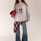 Half Button Ribbon Hood Top ASG0015