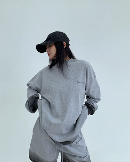 Gradient Loose Long Sleeve Top / Half Pants YLS0885