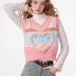 Retro Pink V-Neck Vest ZZF0281