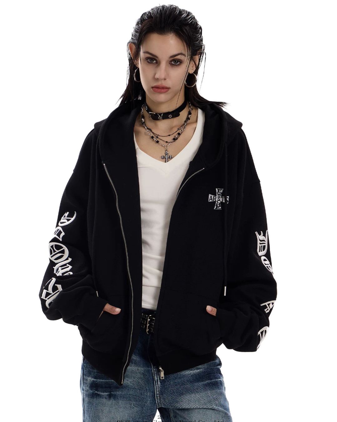 Waffle Knit Hoodie Zip-up Jacket ZTS0016