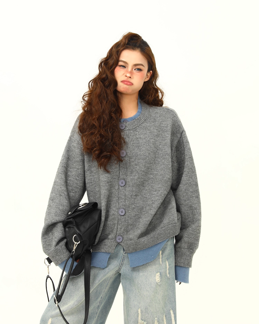 Round Neck Knit Cardigan WDZ0035