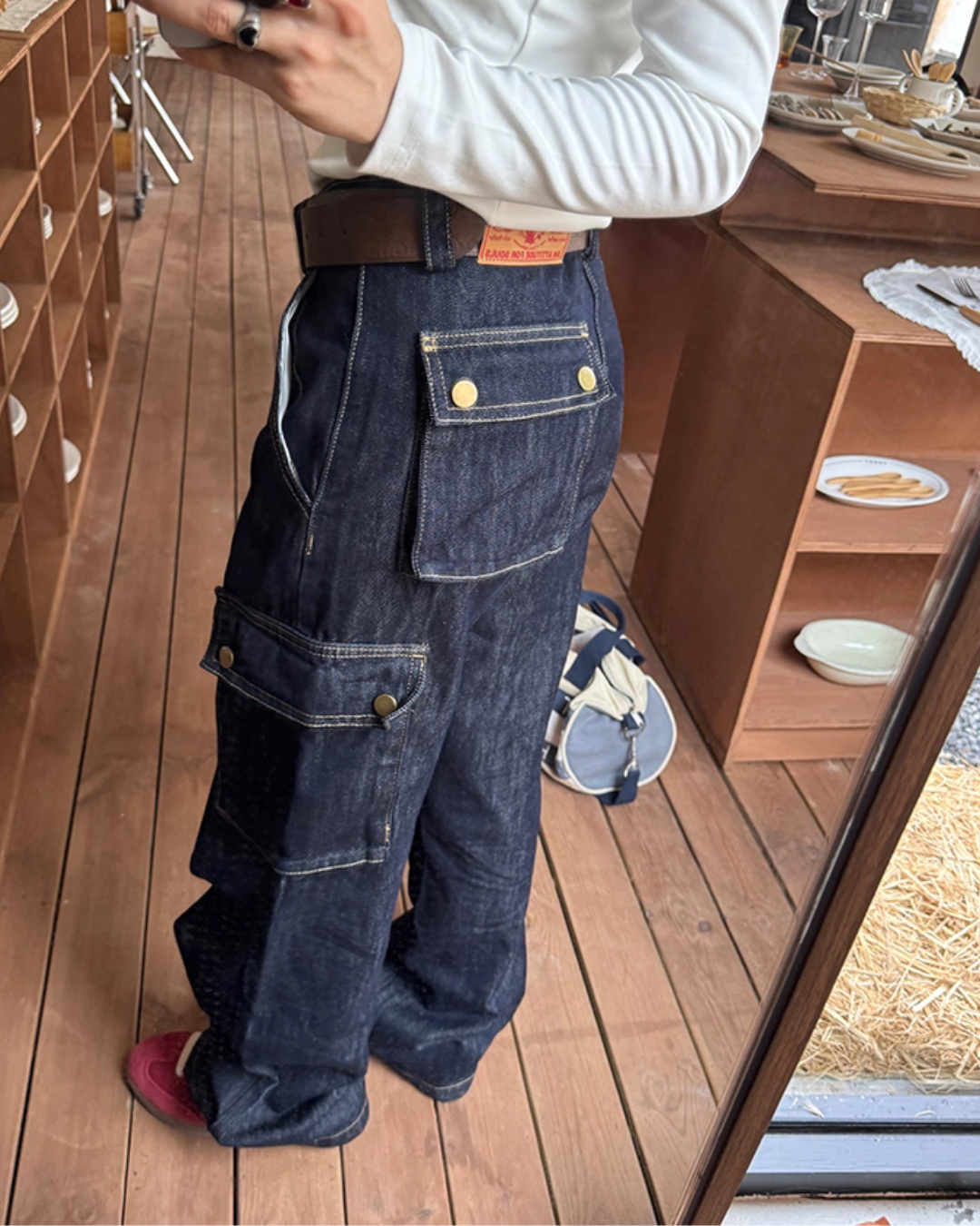 Wide Denim Cargo Pants CYE0078