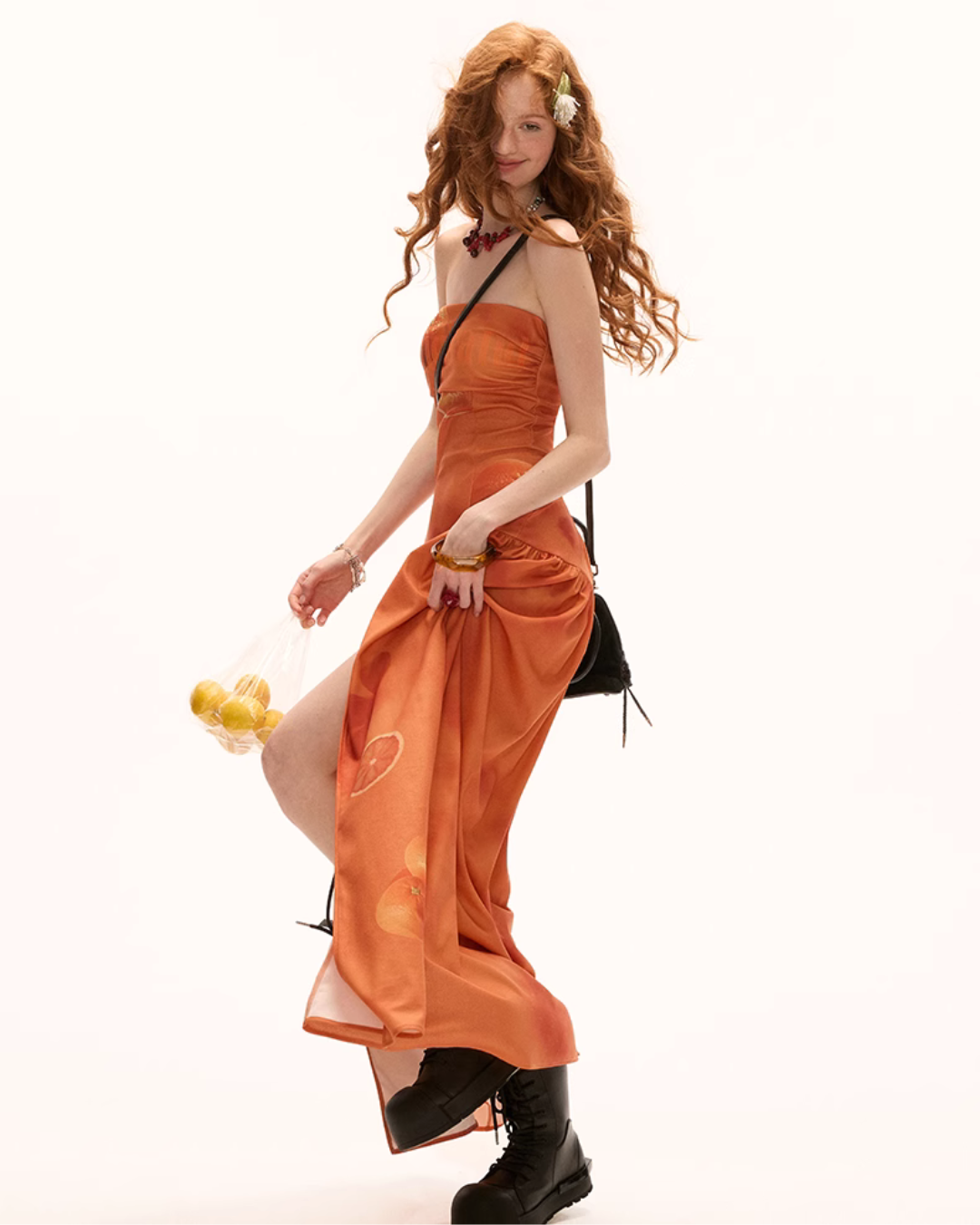 asymmetrical orange dress ASYMMETRICAL TANK DRESS