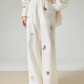 Rose Embroidered Long-Sleeve Shirt / Wide Pants FER0101