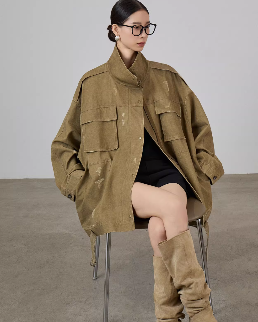 Vintage Leather Collar Jacket SUY0010