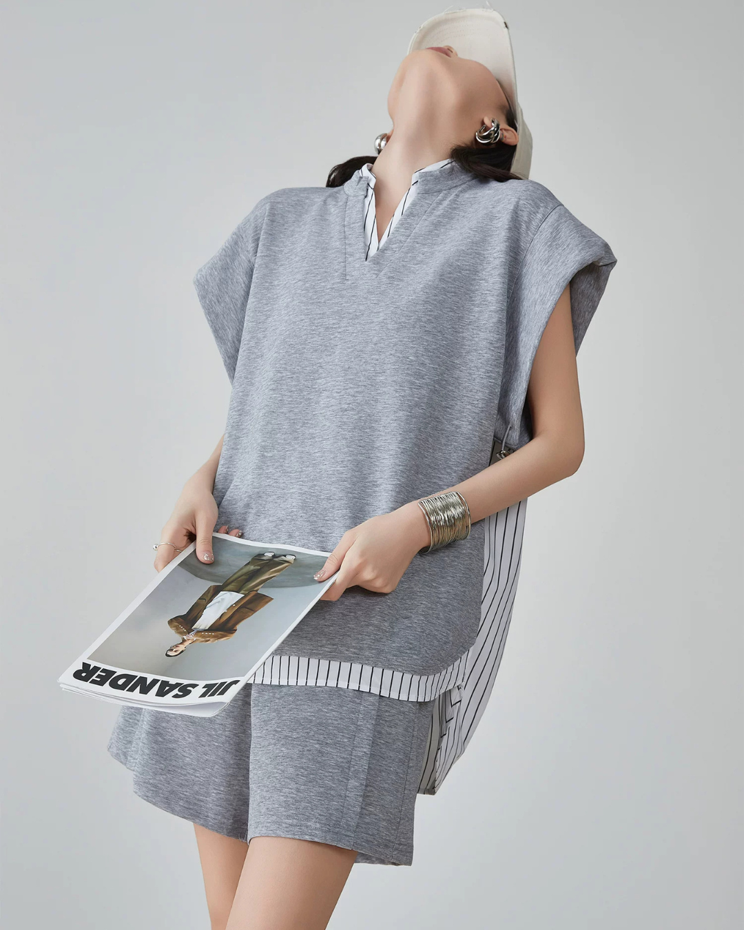 Layered-Style Key Neck Top / Shorts FER0126