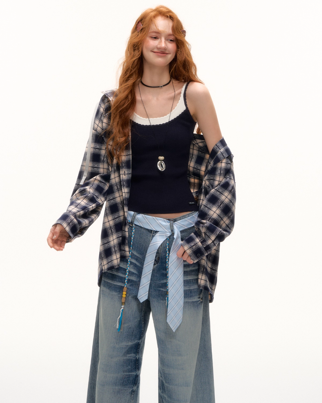 Plaid Hood Loose Shirt ASG0058