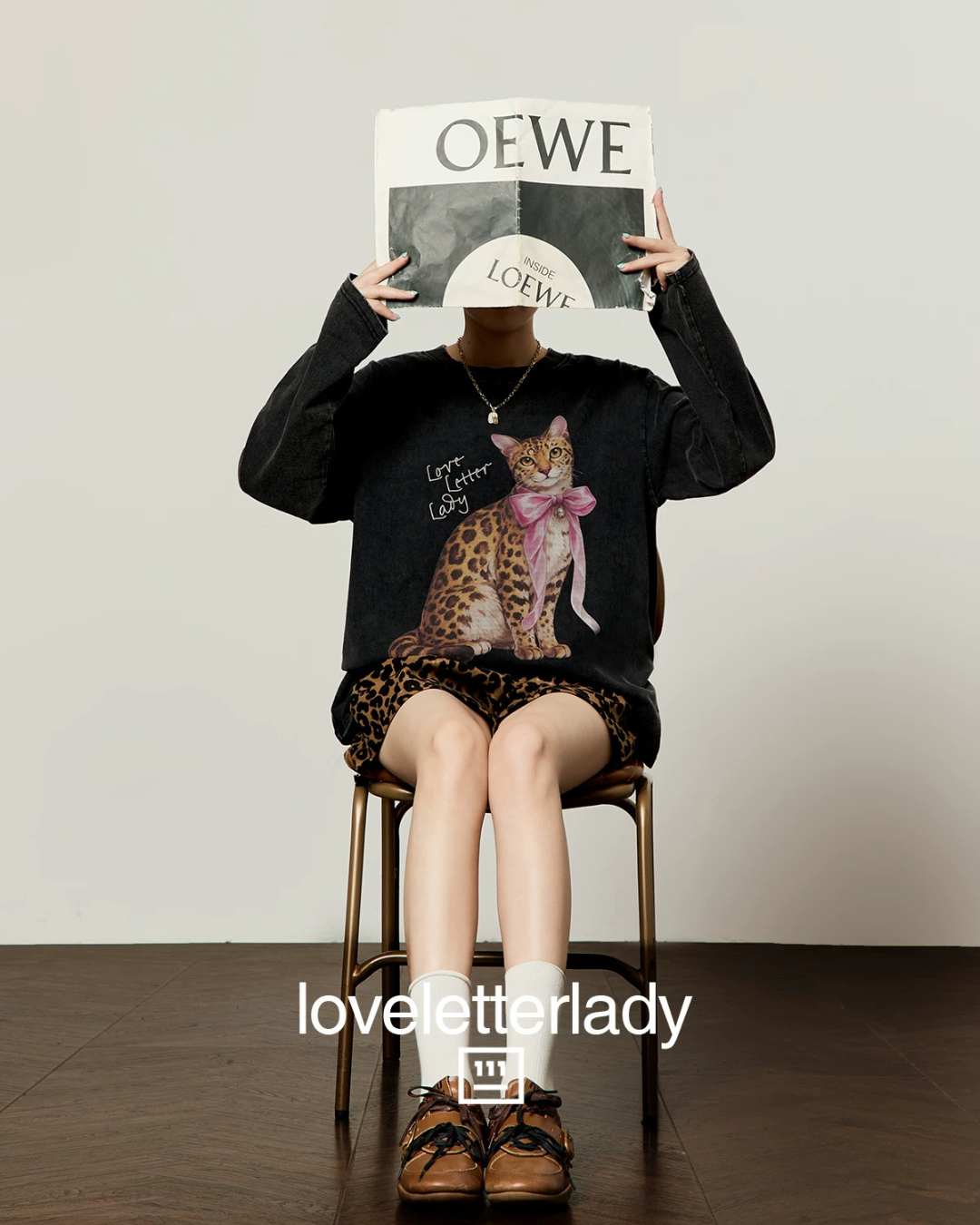 Leopard Print Oversized Sweatshirt / Leopard Casual Pants LLA0657