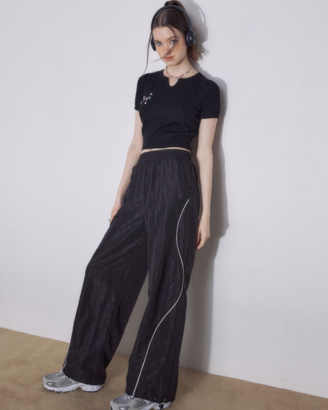 Side Wave Line Nylon Pants ZZF0208