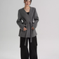Collarless Wool Coat with Choker SRS0393