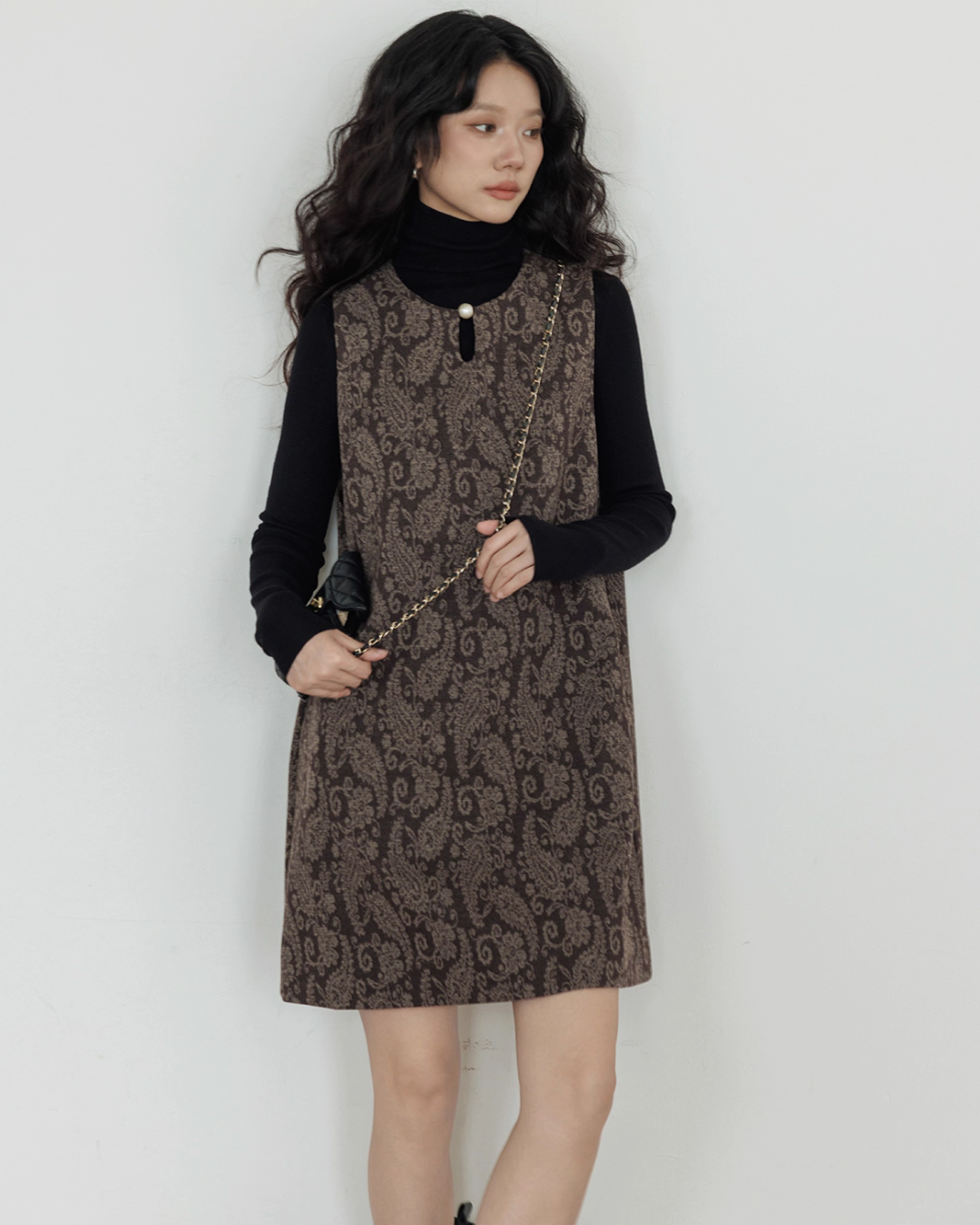 Round Neck Paisley Vest Dress VAS0165