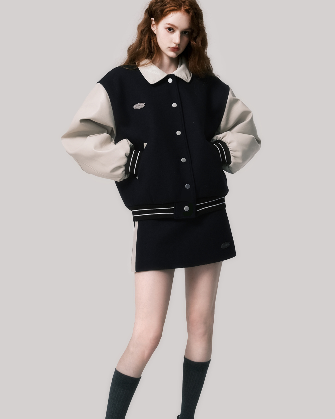 Wool Baseball Jacket & Skirt LLS0076