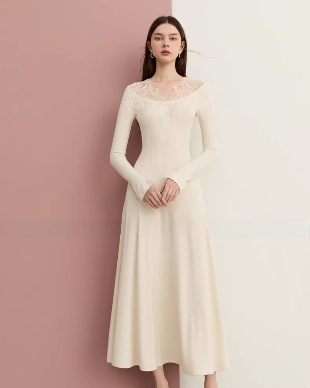 Lace French Long-Sleeve Dress DPY0080