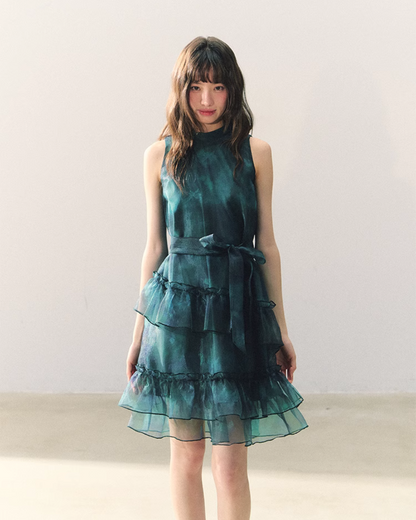 Dark Green Chiffon Dress CAS0005