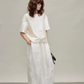 Silk Short-Sleeve Top / Silk Embroidered Half Skirt TEO0009