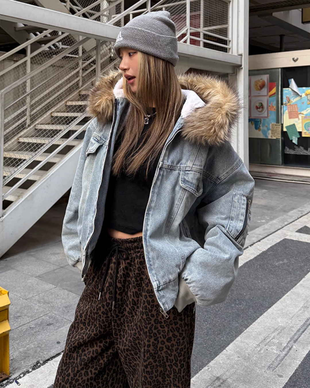 Fur Hood Denim Blouson CYE0072